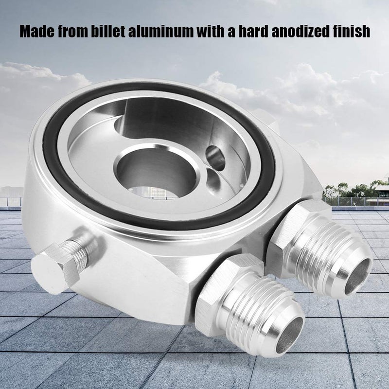 Aramox لوحة شطيرة مبرد زيت من سبائك الألمنيوم العالمية M20 x 1.5 ، محول لوحة شطيرة مبرد زيت 1/8 NPT مجموعة مبرد زيت (فضي) - Image 3